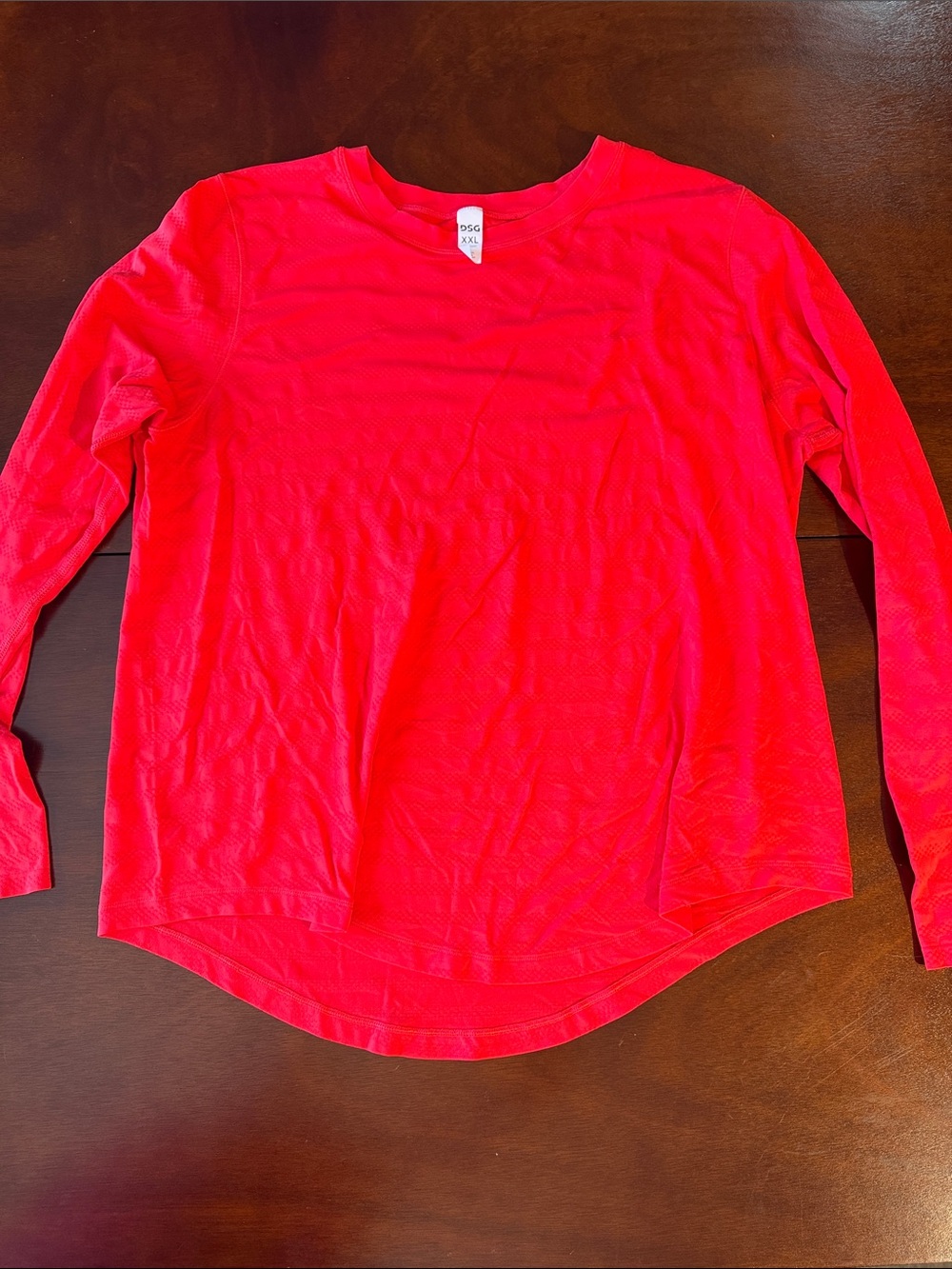 DSG Womens Plus Bright Red Long-Sleeve Crewneck activewear striped Tee